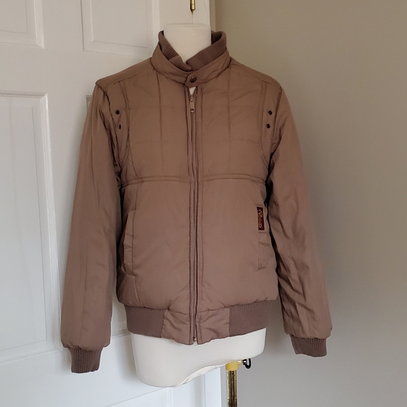 80s burgundy/beige corduroy bomber jacket reversible small - Picture 3 of 11